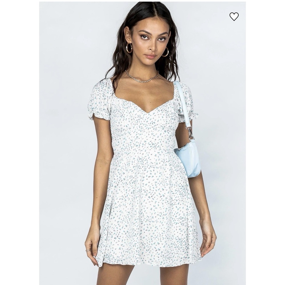 Women's Princess Polly Ruth Mini Floral Print Ruched V-Neck Lined Dress Size 0